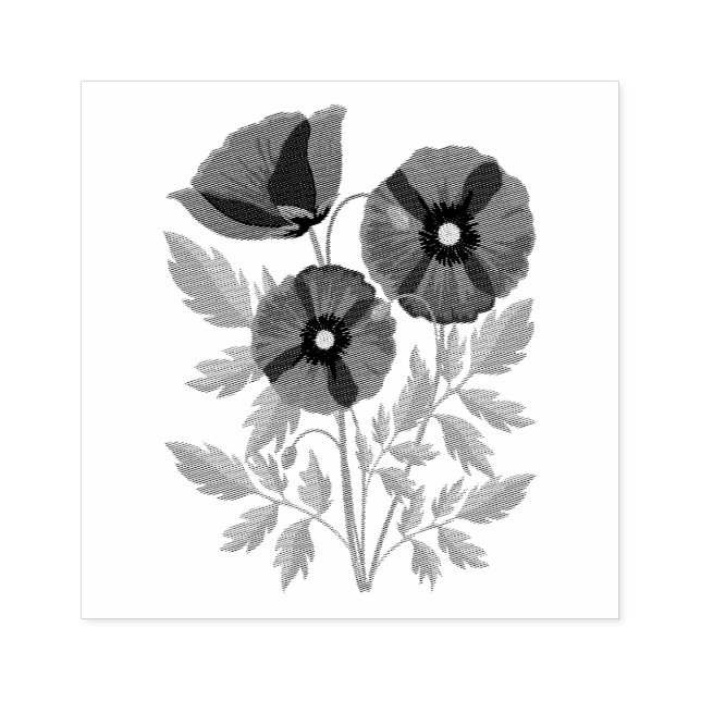 Mohn blüht fröhlich Sommer Blume Gummistempel (Prägung)