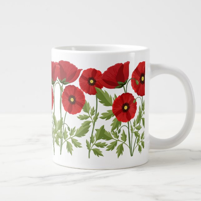 Mohn blüht fröhlich Sommer Blume Jumbo-Tasse (Rechts)