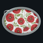 Mohn blüht fröhlich Sommer Blume Ovale Gürtelschnalle<br><div class="desc">Mohnblüte Blume blühen fröhlich Feder und Sommer Vektor nahtlos wiederholen Textil / Stoff Muster Abbildung. Original Grafik Copyright BluedarkArt The ChameleonArt.</div>