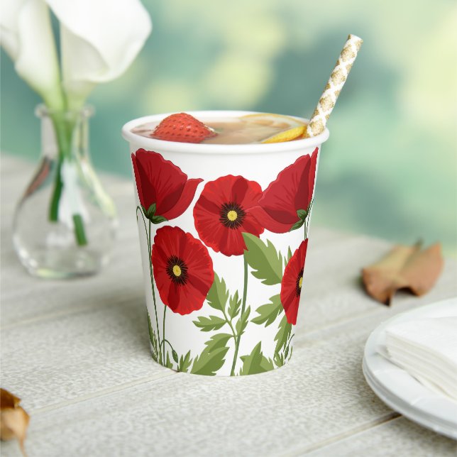 Mohn blüht fröhlich Sommer Blume Pappbecher (In Situ)