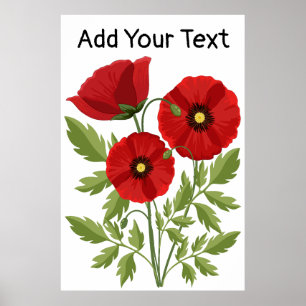 Mohn blüht fröhlich Sommer Blume Poster