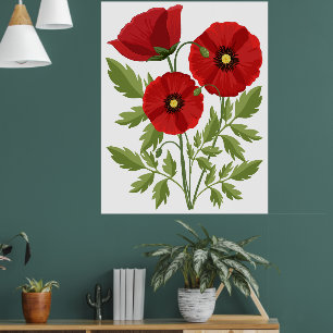 Mohn blüht fröhlich Sommer Blume Poster