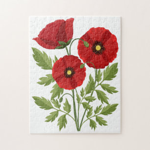 Mohn blüht fröhlich Sommer Blume Puzzle