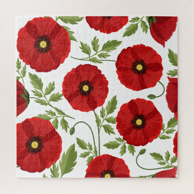 Mohn blüht fröhlich Sommer Blume Puzzle (Vertikal)