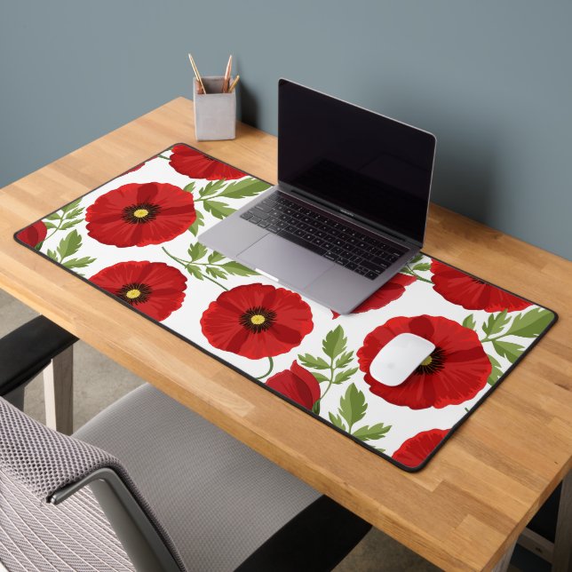 Mohn blüht fröhlich Sommer Blume Schreibtischunterlage (Büro 2)