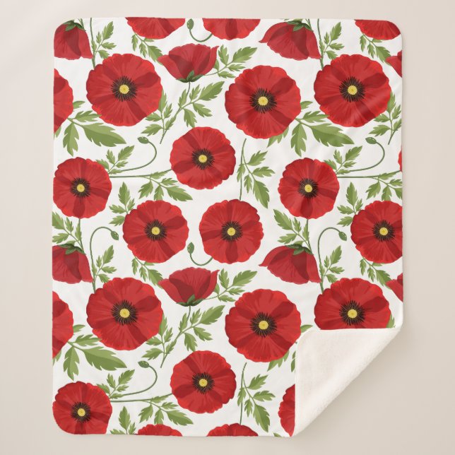 Mohn blüht fröhlich Sommer Blume Sherpadecke (Vorderseite)