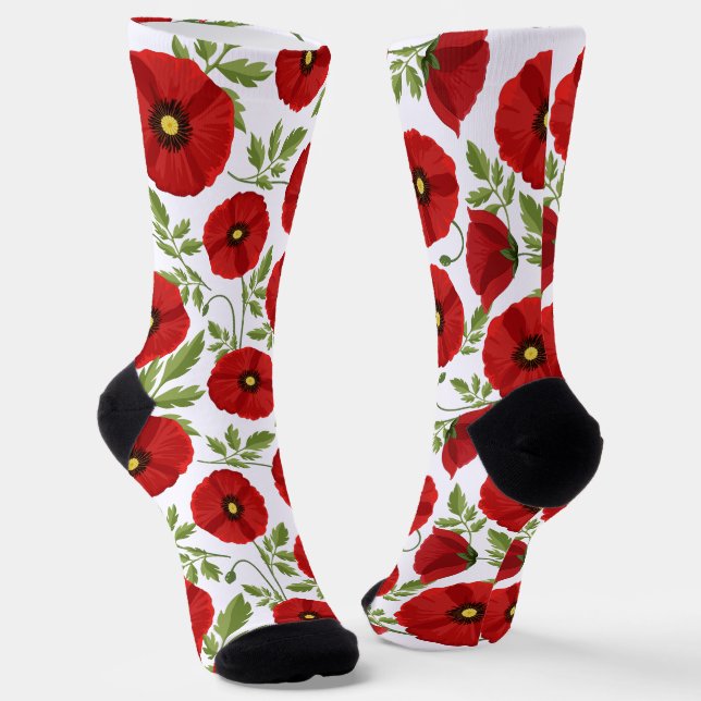 Mohn blüht fröhlich Sommer Blume Socken (Gewinkelt)