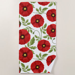 Mohn blüht fröhlich Sommer Blume Strandtuch