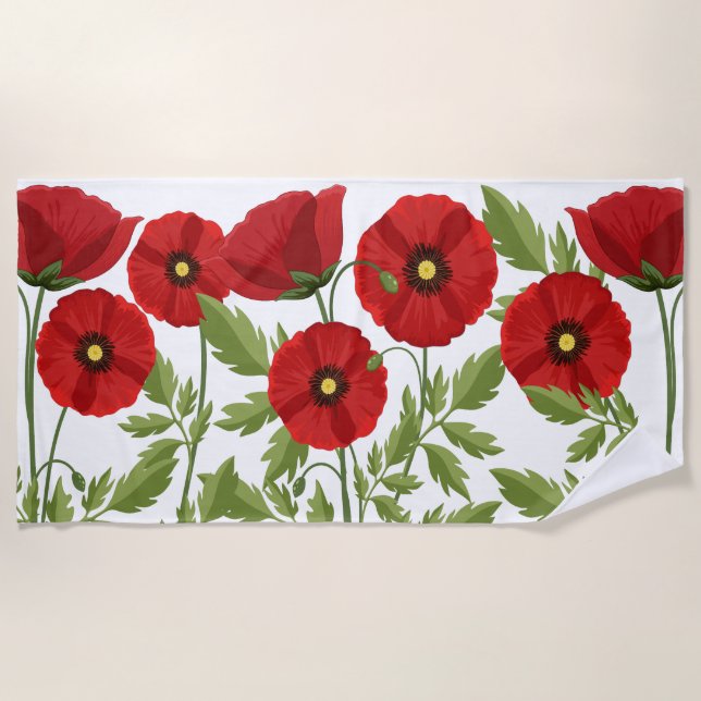 Mohn blüht fröhlich Sommer Blume Strandtuch (Vorderseite)