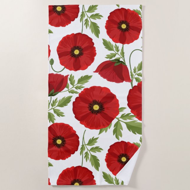 Mohn blüht fröhlich Sommer Blume Strandtuch (Vorderseite)