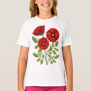 Mohn blüht fröhlich Sommer Blume T-Shirt