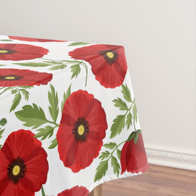 Mohn blüht fröhlich Sommer Blume Tischdecke (Beispiel)
