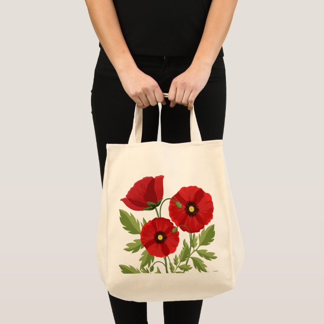 Mohn blüht fröhlich Sommer Blume Tragetasche (Vorderseite (Produkt))