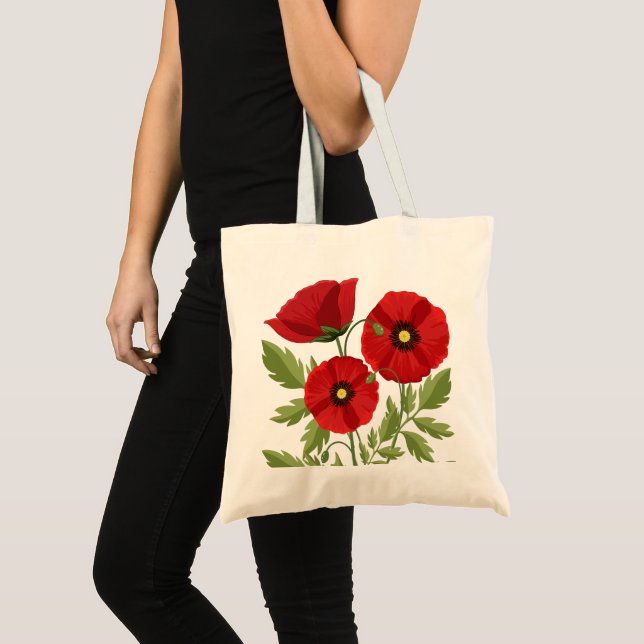 Mohn blüht fröhlich Sommer Blume Tragetasche (Vorderseite (Produkt))