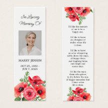 Mohn Blumen Foto Trauer Gedenkzeichen Lesezeichen
