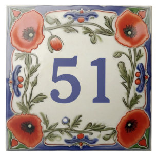 Mohn Blumen Tür Hausnummer Schild Platte Fliese