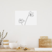 Mohn Botanische Linienkunst