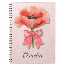 Mohn Coquette Notizbuch | Rosa Blumenjournal