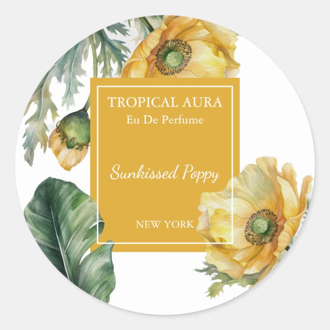 Mohn-Duftetikett Runder Aufkleber (Vorderseite)