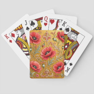 Mohn fleur goldenes Design Spielkarten