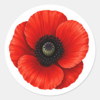 Mohn für den Gedenktag Runde Aufkleber