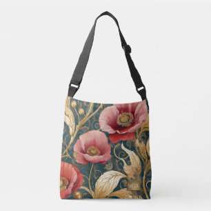 Mohn-Gartenblüte - Botanischer Jugendstil Tragetaschen Mit Langen Trägern