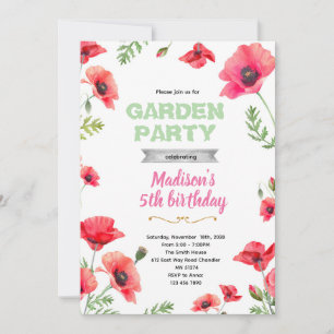 Mohn Gartenparty-Einladung Einladung