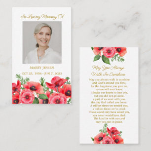 Mohn-Gedenkfoto-Trauerkarte Visitenkarte