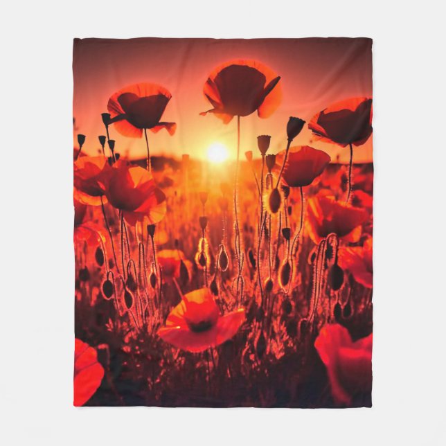 Mohn im Gegenlicht Fleecedecke (Vorderseite)