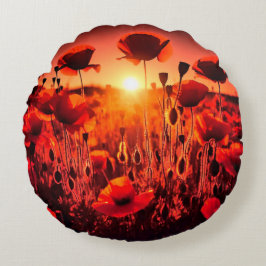 Mohn im Gegenlicht Rundes Kissen