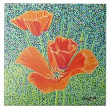 Mohn-Keramik-Tile, Big Poppy, Little Poppy