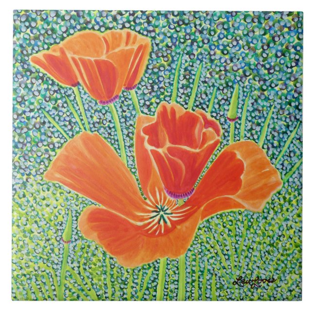 Mohn-Keramik-Tile, Big Poppy, Little Poppy Fliese (Vorderseite)