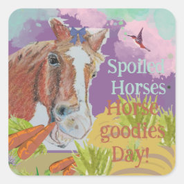 Mohn lächelt bunt, Pferd lächelt Quadratischer Aufkleber