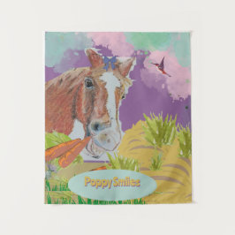 Mohn lächelt lustige Farben Wandteppich