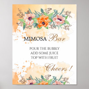 Mohn Mimosa-Bar Brautparty-Schild Poster