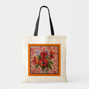 Mohn mit orangem Rand Tragetasche