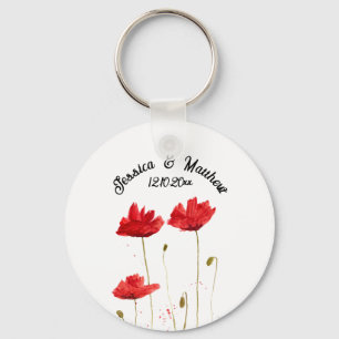 Mohn Mohnrot Floral Wasserfarbe Hochzeiten Schlüsselanhänger