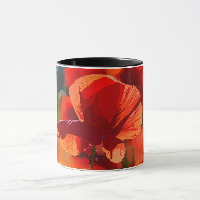 Mohn - Ölmalerei Tasse (Zentrum)