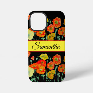 Mohn Orange Rot Aquarell Blumen Blumen Telefon iPhone 12 Mini Hülle