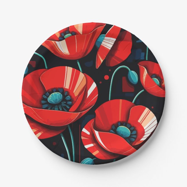 Mohn Papaver Blumen Pappteller (Vorderseite)