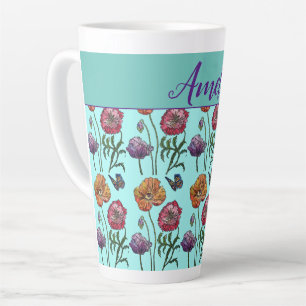 Mohn Poppies Rotes Shabby Chic Aqua Blume  Milchtasse