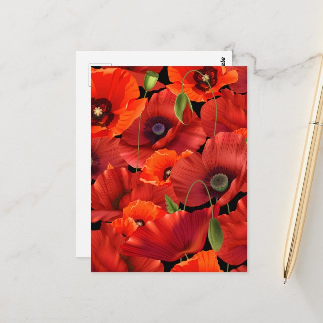 Mohn Postkarte (Vorderseite/Rückseite Beispiel)