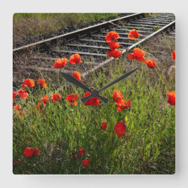 Mohn Quadratische Wanduhr