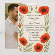 Mohn Reverie Foto Hochzeits Einladung