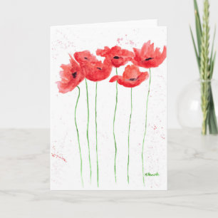 Mohn rote Blumen Aquarell Natur Mohnblume Karte