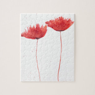 Mohn rote Blumen Aquarell Natur Sommer Puzzle