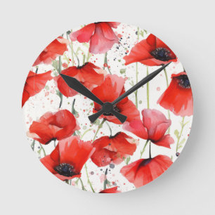 Mohn Runde Wanduhr