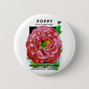 Mohn-Samenpaket im Vintage-Stil Button