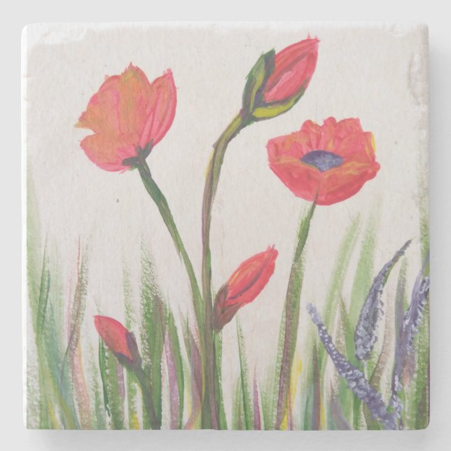 Mohn Steinuntersetzer (Vorderseite)