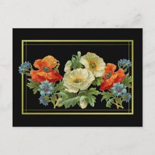 Mohn und Kornblumen Antike Blumenpostkarte Postkarte
